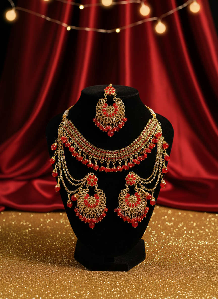 Crimson Elegance Bridal Set