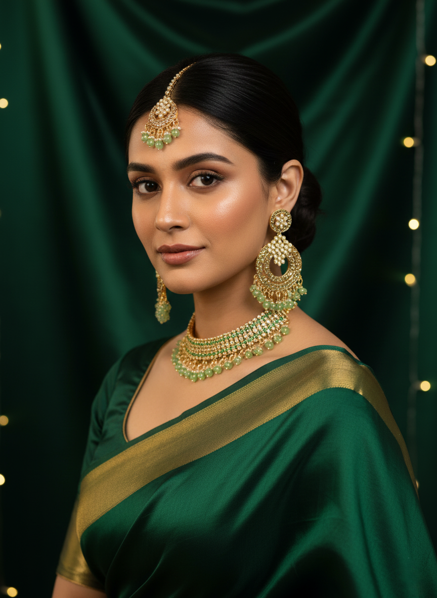 Elite Green Beaded Bridal Set