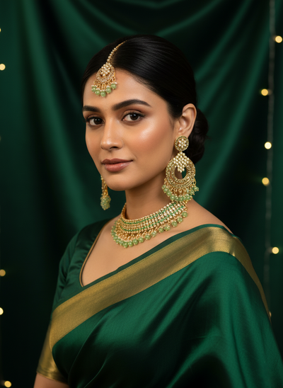 Elite Green Beaded Bridal Set
