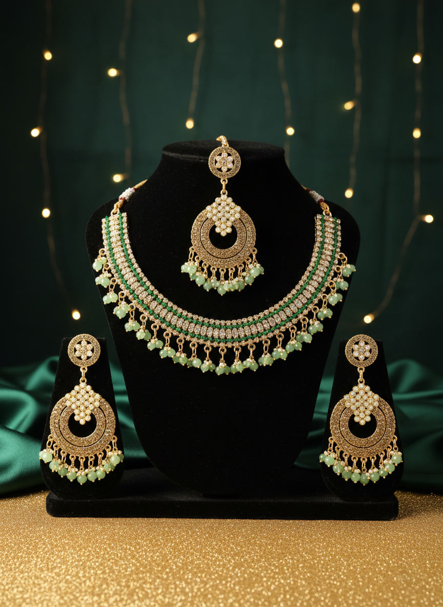 Elite Green Beaded Bridal Set