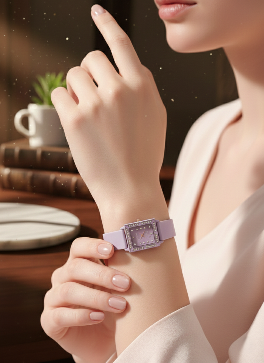 Elegant Purple Square Watch