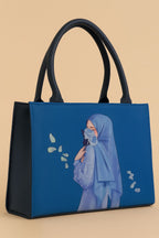 Elegant Red Tote Bag with Artistic Hijab Girl & Rose Print