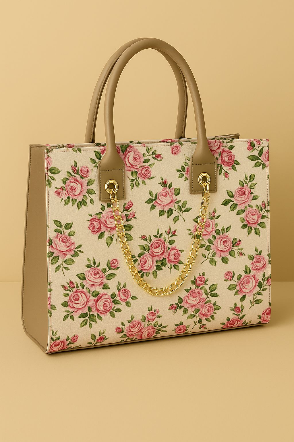 Floral Rose Chain Tote Bag