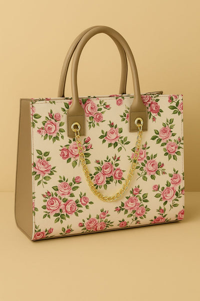 Floral Rose Chain Tote Bag